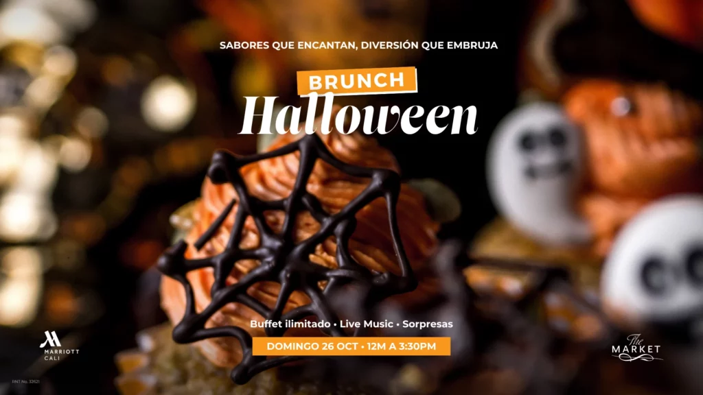 Brunch en Cali para celebrar Halloween en el barrio Granada con decoración especial, sorpresas, buffet ilimitado y DJ set