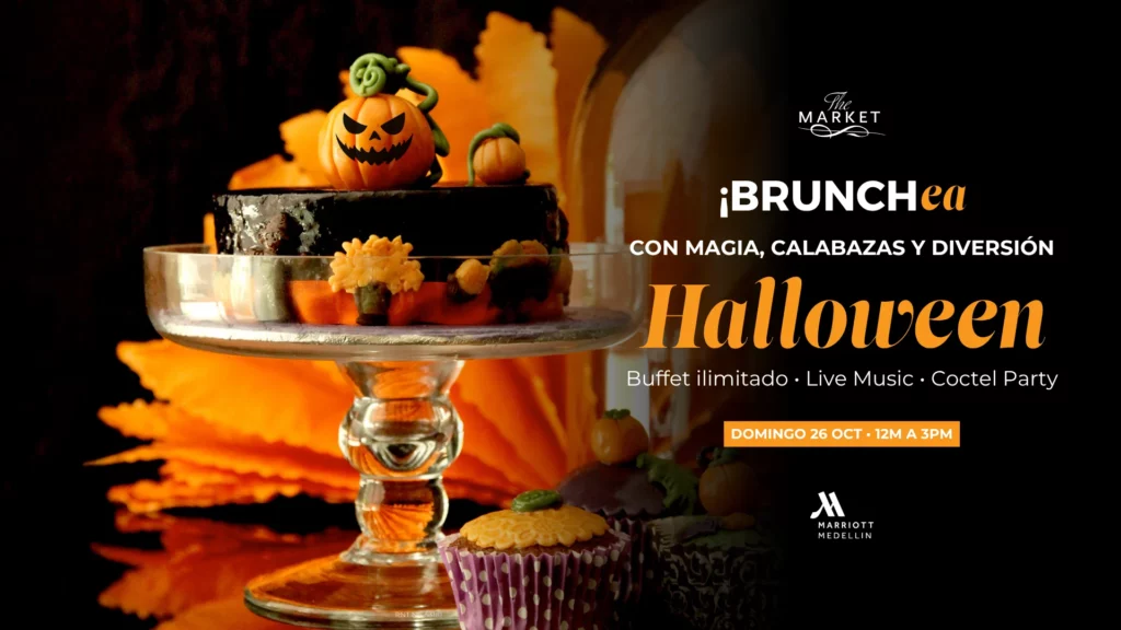 Brunch en Medellín para celebrar Halloween en El Poblado con buffet ilimitado, estaciones en vivo y diversión familiar en Marriott