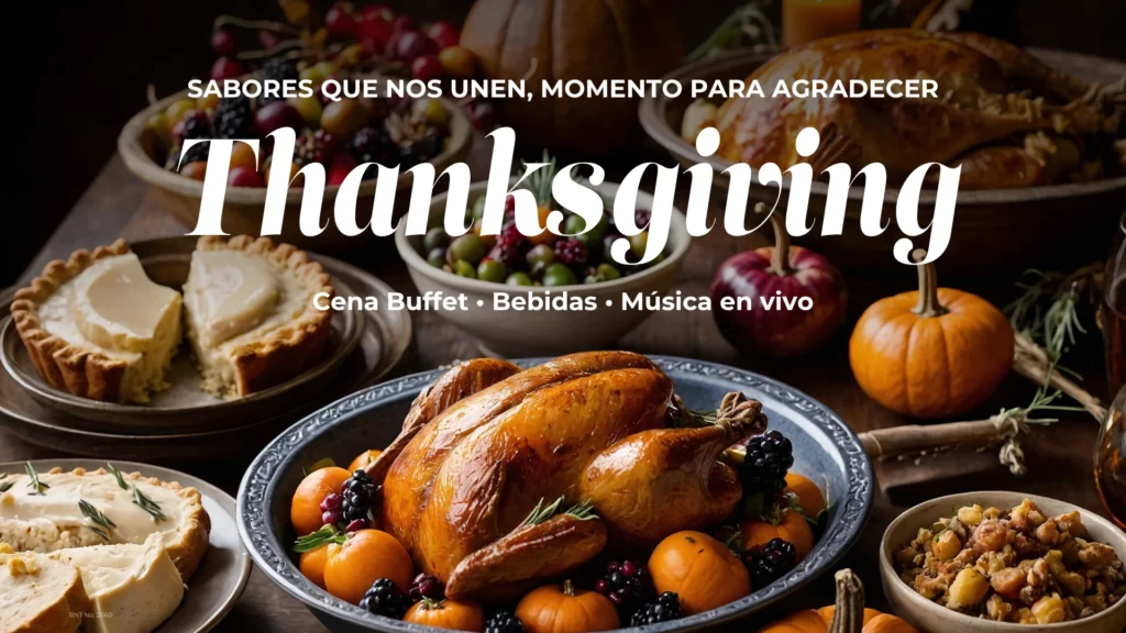 Cena de Thanksgiving en Bogotá con música en vivo y cena buffet en el restaurante The Market del hotel JW Marriott.