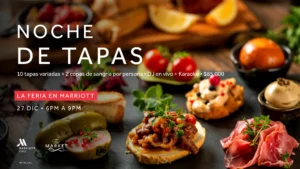 Noche de Tapas durante la Feria de Cali en Marriott Cali con tapas gourmet, sangría, DJ en vivo y karaoke