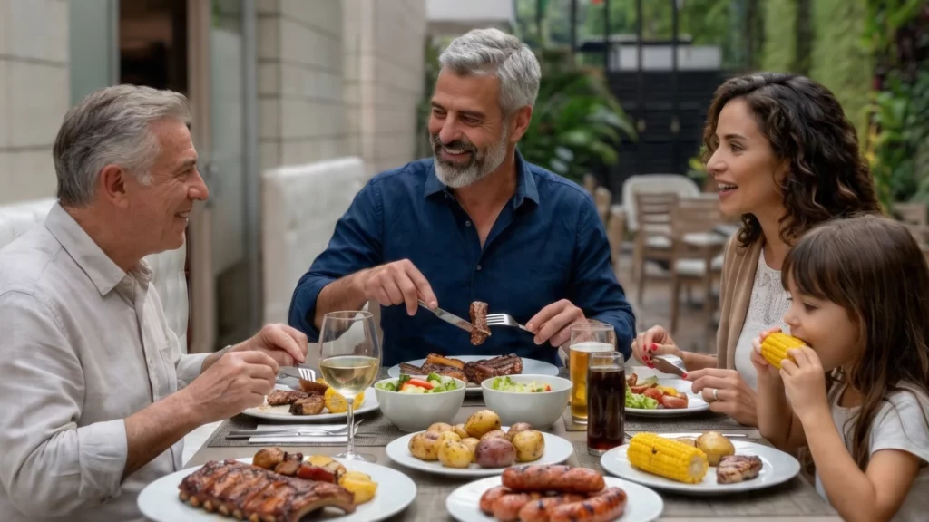 Brunch del día del Padre en Medellín con estaciones de comida ilimitadas, parrilla argentina, coctelería y música en vivo. Celebra con papá en El Poblado.